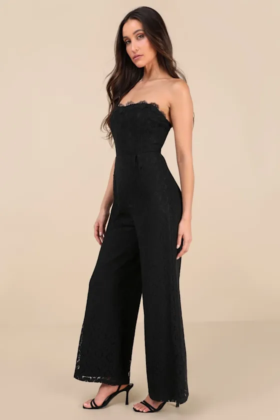 Intriguing Elegance Black Lace Strapless Jumpsuit sold by Lulus product image thumbnail 3
