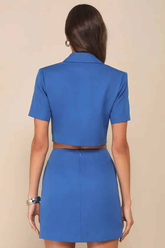 Truly Sophisticated Royal Blue High-Rise Mini Skirt sold by Lulus product image thumbnail 3