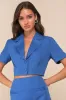 Truly Sophisticated Royal Blue Short Sleeve Cropped Blazer Top sold by Lulus