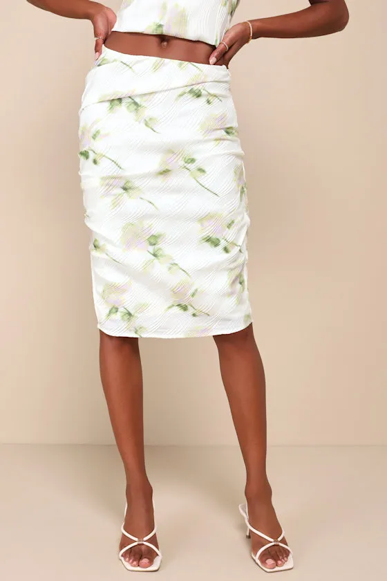 Enviable Sweetness Ivory Floral Wavy Pleated Midi Skirt sold by Lulus product image thumbnail 2