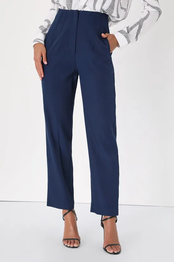 Build Your Dreams Navy Blue Straight Leg Trouser Pants sold by Lulus product image thumbnail 2