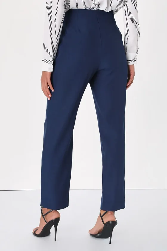Build Your Dreams Navy Blue Straight Leg Trouser Pants sold by Lulus product image thumbnail 4