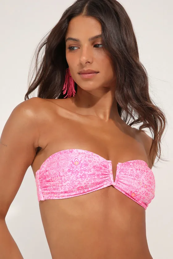 Stealing Sunshine Pink Boho Bandeau Bikini Top sold by Lulus