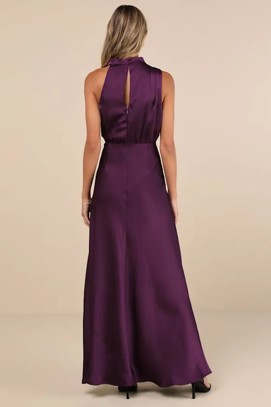 Distinctive Charm Purple Satin Asymmetrical Maxi Dress sold by Lulus product image thumbnail 2
