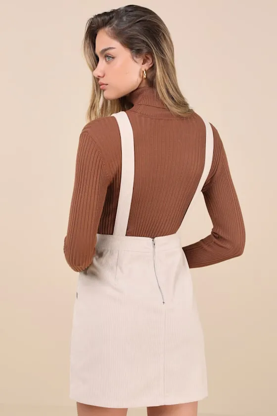 Embracing Autumn Cream Corduroy Pinafore Mini Dress sold by Lulus product image thumbnail 2