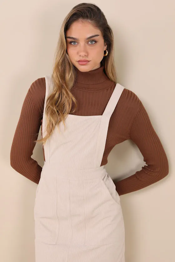 Embracing Autumn Cream Corduroy Pinafore Mini Dress sold by Lulus product image thumbnail 3