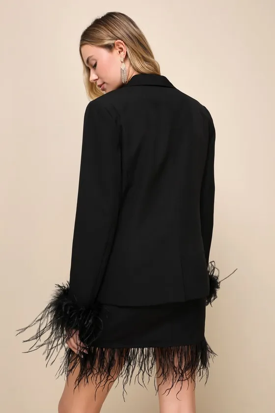 Upscale Vision Black Feather Blazer sold by Lulus product image thumbnail 3