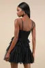 Special Poise Black Tulle Pleated Sleeveless Tiered Mini Dress sold by Lulus