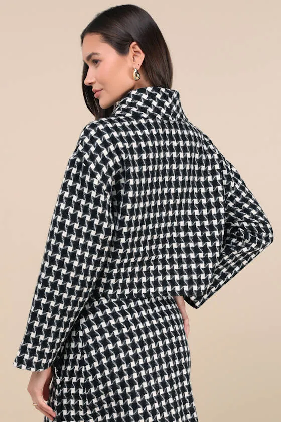 Ada Black and White Houndstooth Cropped Jacket sold by Lulus product image thumbnail 2