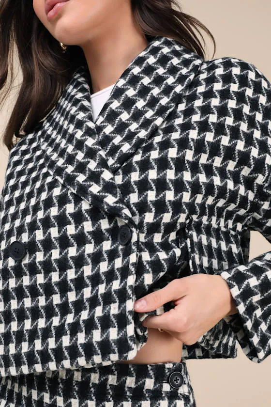Ada Black and White Houndstooth Cropped Jacket sold by Lulus product image thumbnail 4