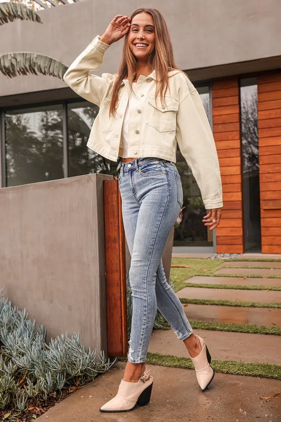 Heard About You Off-White Cropped Twill Jacket sold by Lulus product image thumbnail 3