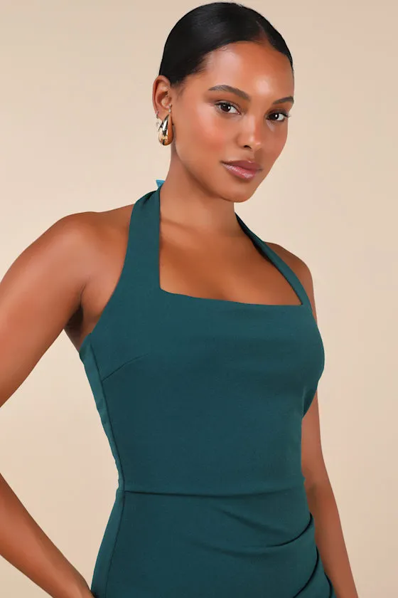 Prominent Charm Emerald Halter Bodycon Tulip Midi Dress sold by Lulus product image thumbnail 4