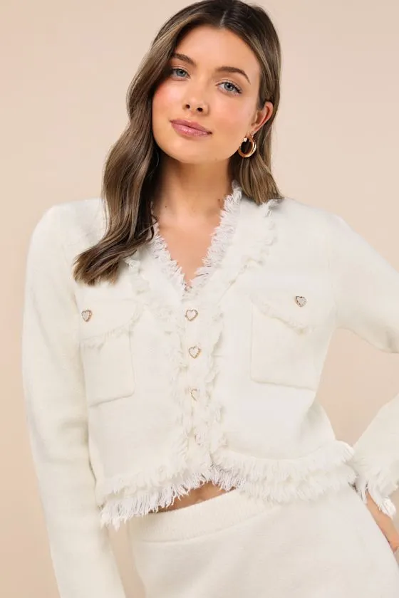 Pristine and Pretty Ivory Fringe Two-Piece Sweater Mini Dress sold by Lulus product image thumbnail 3