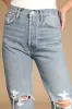 90s Pinch Waist Light Wash Distressed High Rise Straight Jeans sold by Lulus