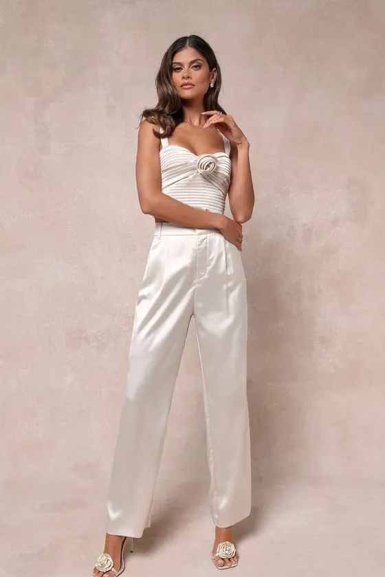 Flawless Behavior Champagne High-Rise Straight Leg Pants sold by Lulus