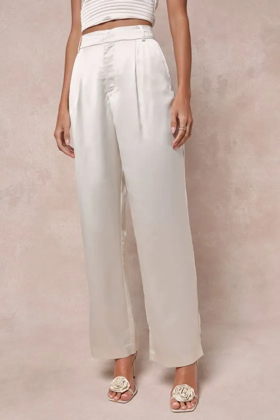 Flawless Behavior Champagne High-Rise Straight Leg Pants sold by Lulus product image thumbnail 2