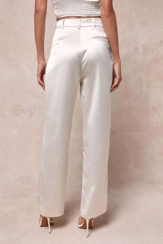 Flawless Behavior Champagne High-Rise Straight Leg Pants sold by Lulus product image thumbnail 3