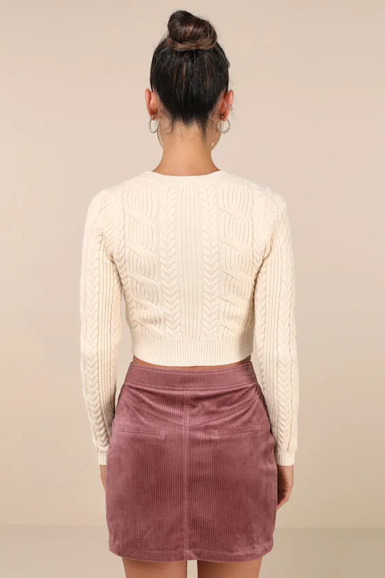 Perfected Cuteness Mauve Corduroy High-Rise Mini Skirt sold by Lulus product image thumbnail 2