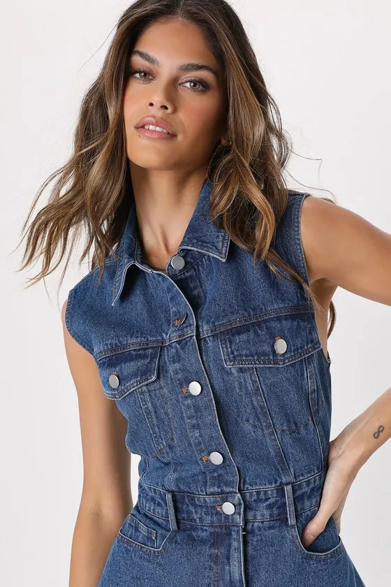 Ready to Charm Medium Wash Denim Mini Dress sold by Lulus product image thumbnail 3