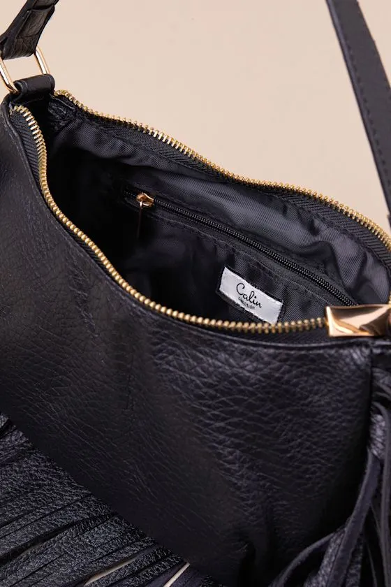 Bold Agenda Black Fringe Shoulder Bag sold by Lulus product image thumbnail 4