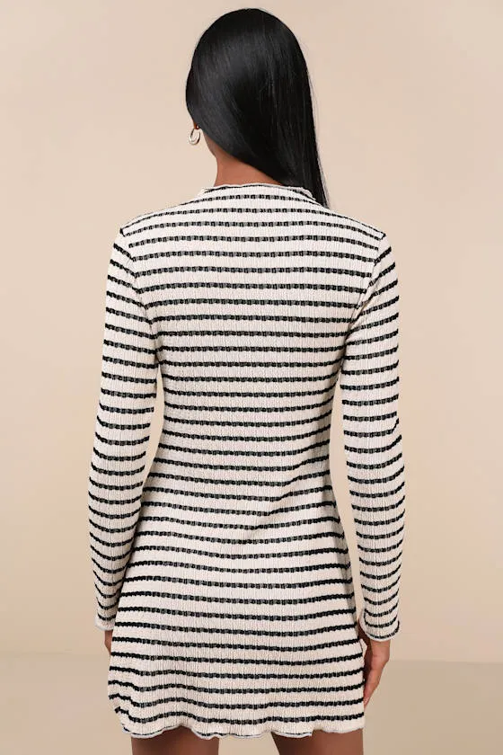 Flattering Forecast Striped Textured Long Sleeve Mini Dress sold by Lulus product image thumbnail 2