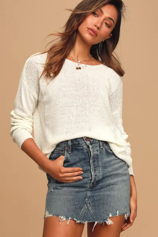 Positive Affirmations Ivory Loose Knit Sweater sold by Lulus