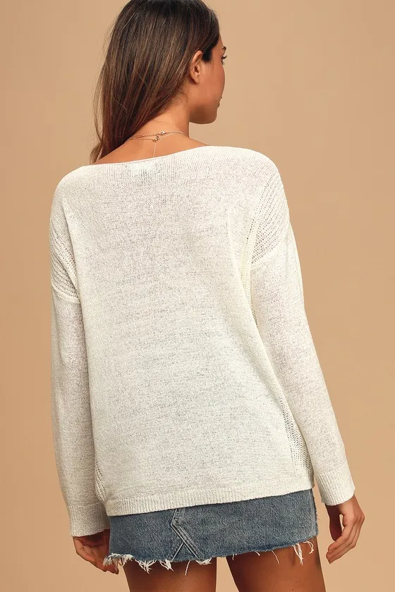 Positive Affirmations Ivory Loose Knit Sweater sold by Lulus product image thumbnail 2