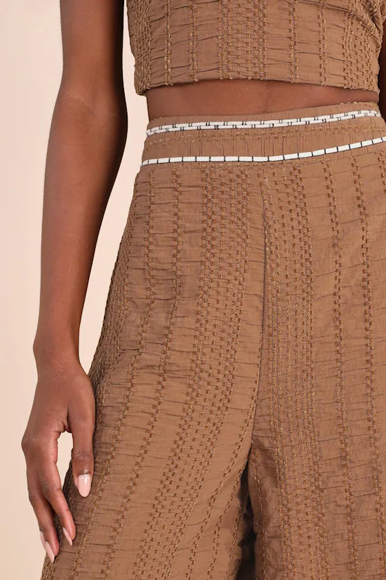 Sunny Confidence Brown Textured Velvet Wide-Leg Pants sold by Lulus product image thumbnail 2