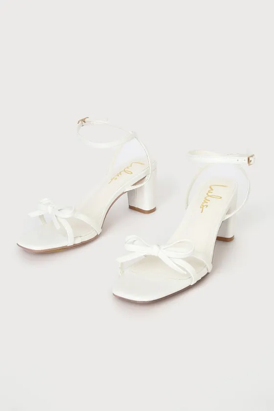 Rezzy White Bow Ankle Strap High Heel Sandals sold by Lulus product image thumbnail 3