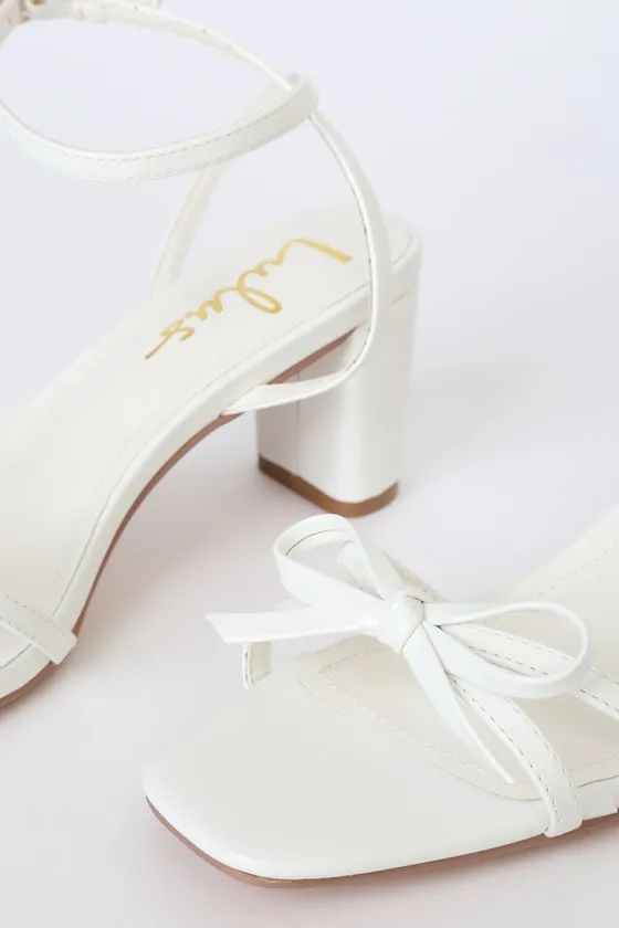 Rezzy White Bow Ankle Strap High Heel Sandals sold by Lulus product image thumbnail 4