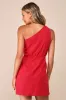 Forever Summer Red One-Shoulder Faux Wrap Mini Dress sold by Lulus