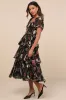 Darling Endeavor Black Velvet Burnout Tiered Midi Dress sold by Lulus