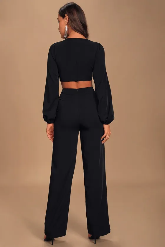 Vegas Nights Black Long Sleeve Cutout Jumpsuit sold by Lulus product image thumbnail 4