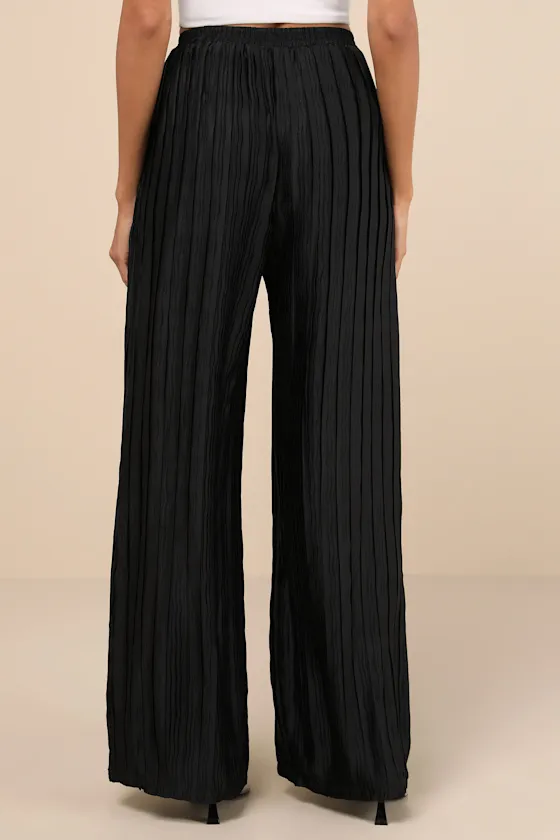 Majorly Envied Black Pleated Wide-Leg Pants sold by Lulus product image thumbnail 3