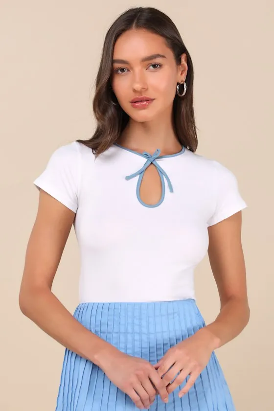 Monsel White Keyhole Cutout Short Sleeve Top sold by Lulus product image thumbnail 2