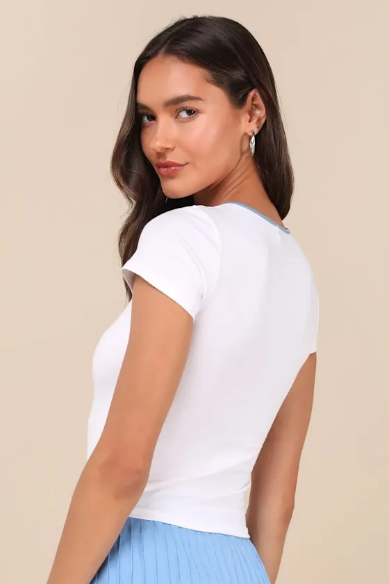 Monsel White Keyhole Cutout Short Sleeve Top sold by Lulus product image thumbnail 3