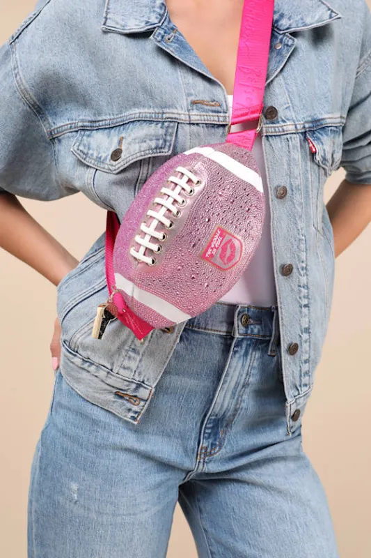 Tackle Me Pink Rhinestone Football Crossbody Bag sold by Lulus