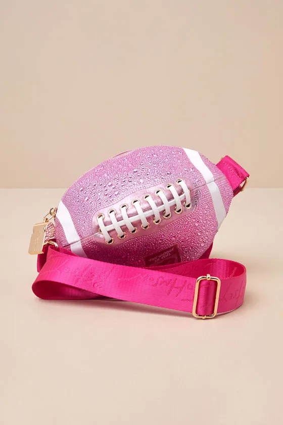 Tackle Me Pink Rhinestone Football Crossbody Bag sold by Lulus product image thumbnail 3