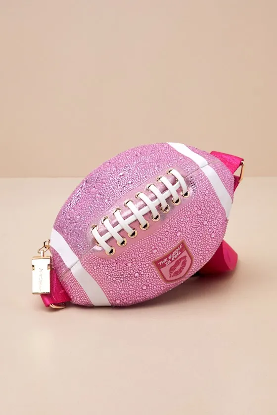 Tackle Me Pink Rhinestone Football Crossbody Bag sold by Lulus product image thumbnail 4
