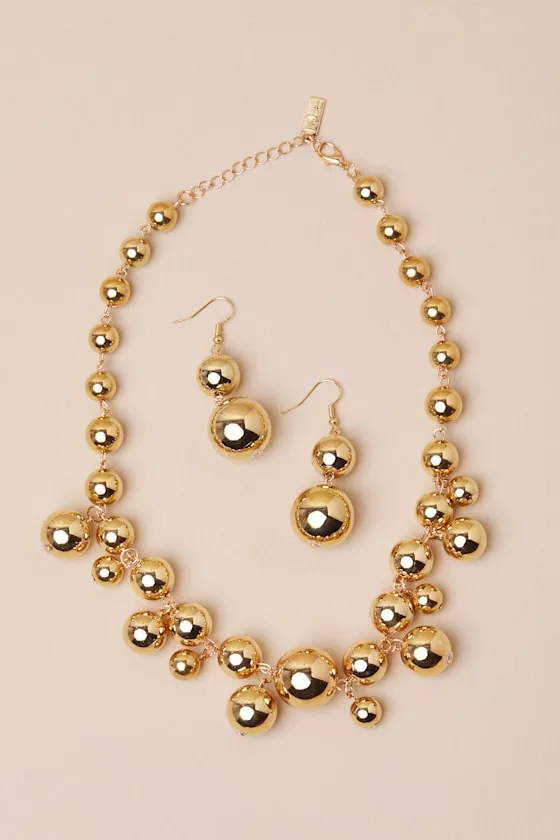 Statement Babe Gold Necklace and Earrings Set sold by Lulus product image thumbnail 2