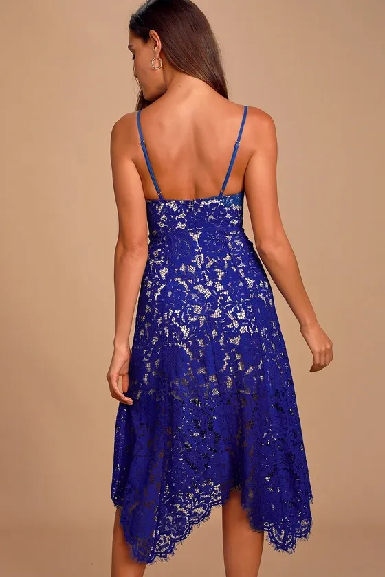 One Wish Royal Blue Lace Midi Dress sold by Lulus product image thumbnail 2