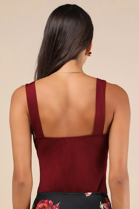Perfectly Effortless Burgundy Mesh Lace Sleeveless Bodysuit sold by Lulus product image thumbnail 2