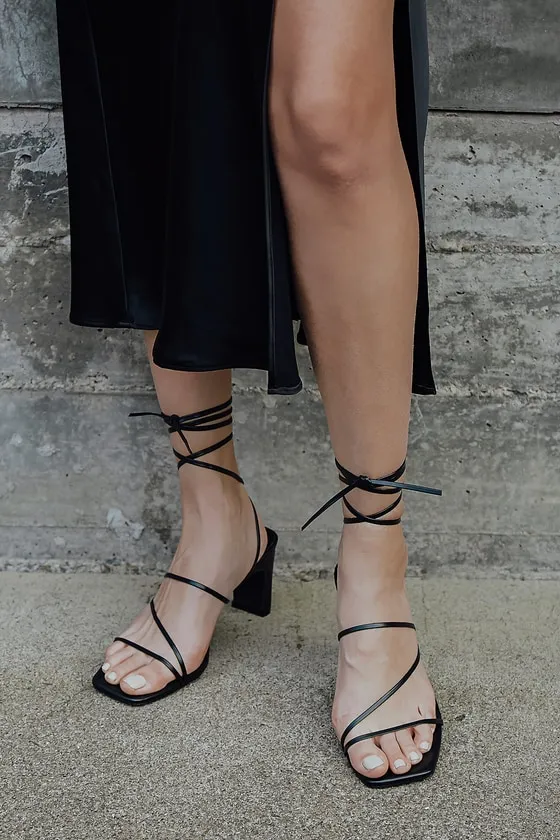Aliah Black Lace-Up High Heel Sandals sold by Lulus product image thumbnail 2