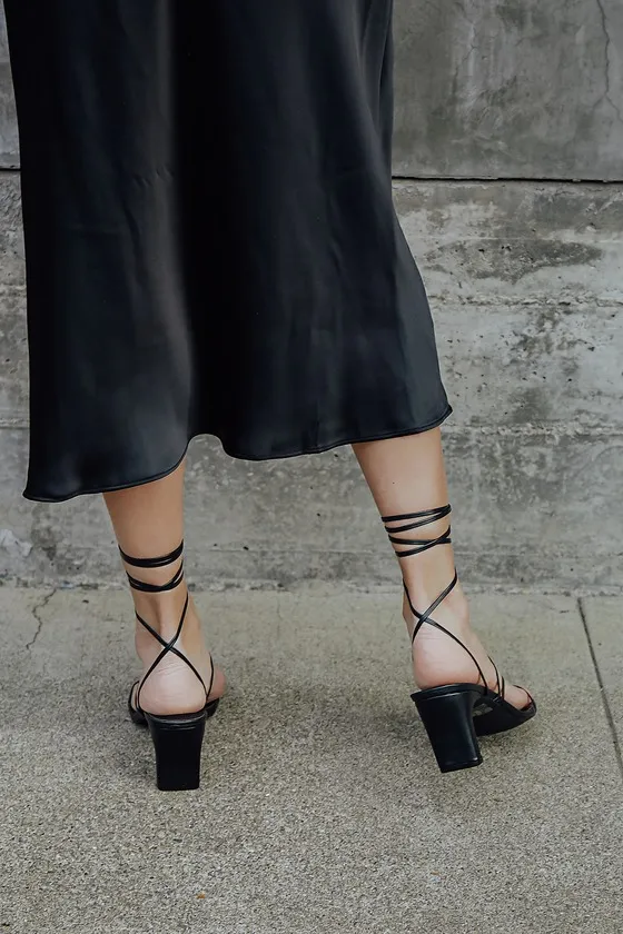 Aliah Black Lace-Up High Heel Sandals sold by Lulus product image thumbnail 3