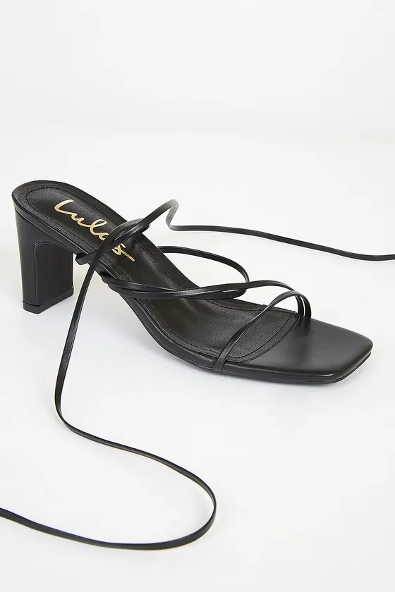 Aliah Black Lace-Up High Heel Sandals sold by Lulus product image thumbnail 4