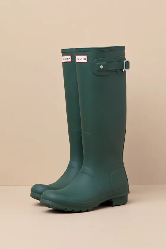 Original Tall Hunter Green Rain Boots sold by Lulus