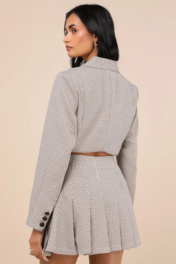 Convincingly Poised Brown Plaid Pleated Mini Skirt sold by Lulus product image thumbnail 4