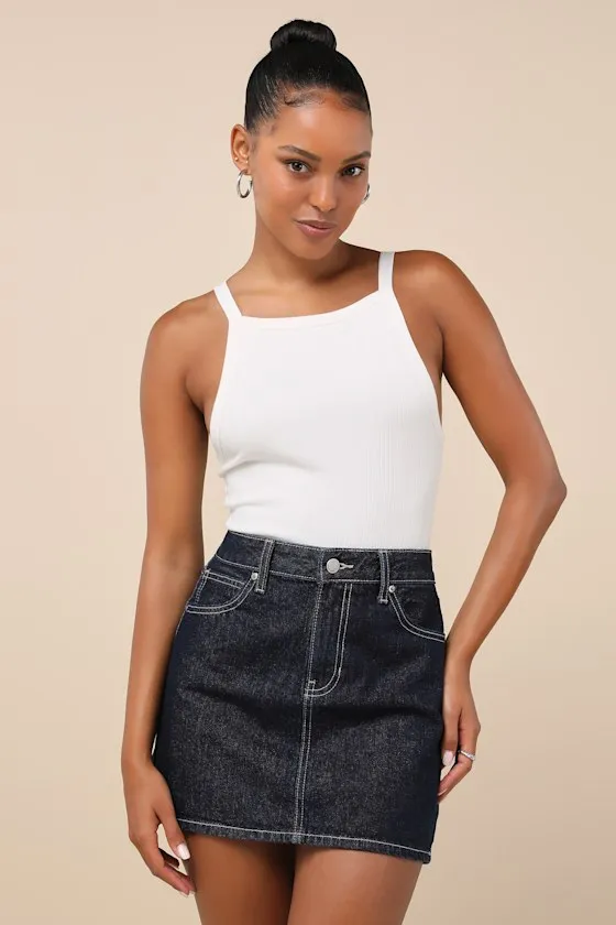 Compelling Trend Dark Wash Denim Mini Skirt sold by Lulus product image thumbnail 4