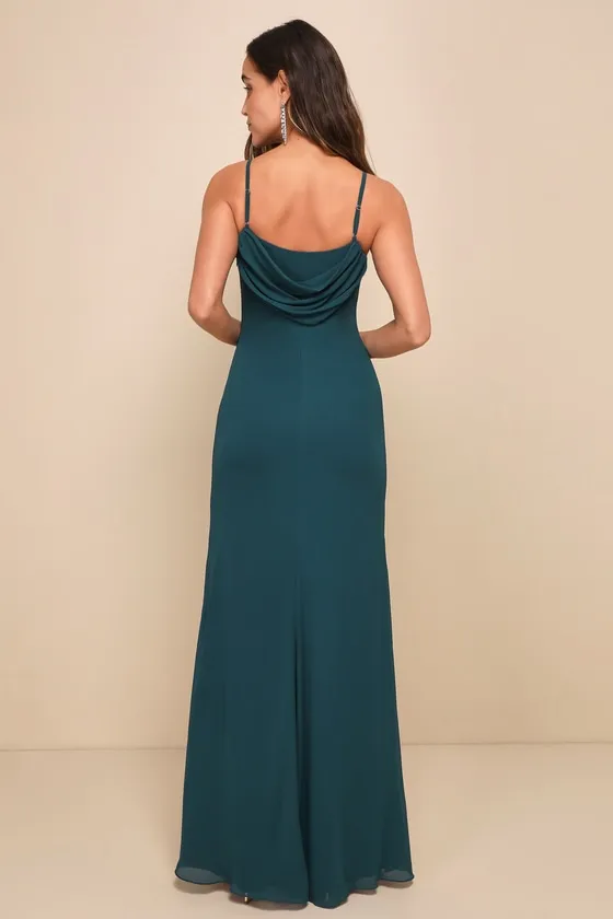 Captivated Emerald Green Cowl Neck Maxi Dress sold by Lulus product image thumbnail 2
