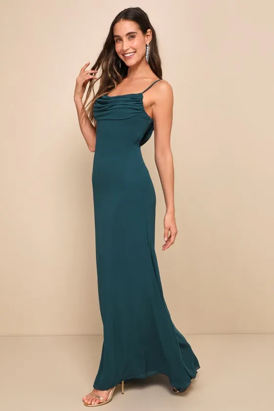 Captivated Emerald Green Cowl Neck Maxi Dress sold by Lulus product image thumbnail 3
